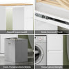 SoBuy BZR223-WN, Washing Machine Cabinet with Laundry Basket 100x60x95 cm Laundry & Bathroom | Cabinet Above Washing Machine, Washing Machine Cover with Removable Clothes Airer, White and Wooden Wardrobe