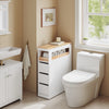 SoBuy BZR54-W Space-saving bathroom cabinet with wheels, compact cabinet with 3 drawers, for toilet, wooden bathroom cabinet, easy to move, white, 65x23x82cm