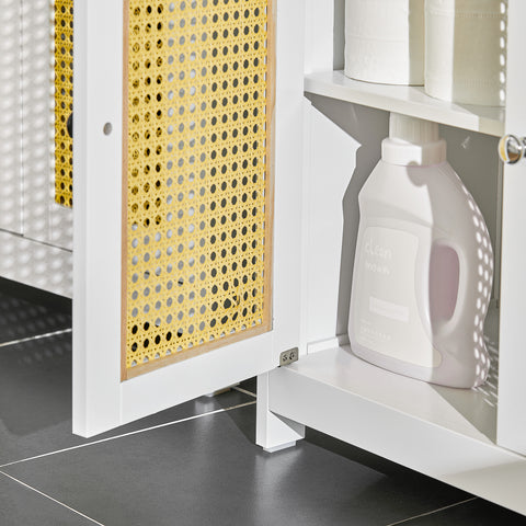 SoBuy Mobilna kopalniška umivalnica pod umivalnikom z 2 vrati brez belega in naravnega umivalnika, 60x35x58 cm, BZR72-II-W