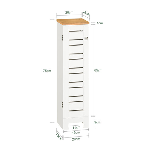 SoBuy Kopalnica kopalnica visoka stolpca kopalniška omarica bela naravna kopalnica omara 20x18x75cm BZR85-W