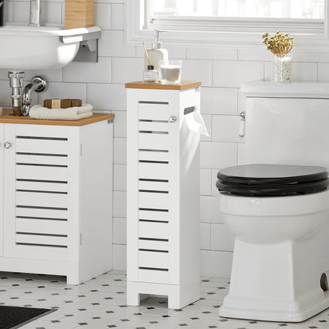 SoBuy Kopalnica kopalnica visoka stolpca kopalniška omarica bela naravna kopalnica omara 20x18x75cm BZR85-W