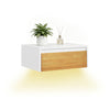 Pre-sale SoBuy FHK38-W Floating Wall Shelf with Drawer & LED Lighting with Motion Sensor, for Bedroom, Entrance & Living Room, Battery Operated, W60 × D20 × H8 cm, White
