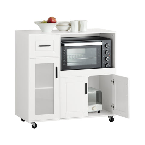 SoBuy Crentenza z mobilnimi kolesi za kuhinjsko mikrovalovno pečico z 1 predalom, 3 vrata kuhinjska garderoba 89x40x89cm FSB78-W