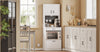 SoBuy FSB98-E-WG, Kitchen sideboard with 2 sockets and 2 USB ports 60 x 40 x 170 cm | Microwave kitchen cabinet with coffee corner, equipped with magnetic lamp with sensor, in PB and MDF (E1)