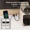 SoBuy FSB98-E-WG, Kitchen sideboard with 2 sockets and 2 USB ports 60 x 40 x 170 cm | Microwave kitchen cabinet with coffee corner, equipped with magnetic lamp with sensor, in PB and MDF (E1)