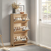 SoBuy FSR212-N, Entrance Shoe Rack - Space-saving Slim Wooden Shoe Rack, Large Capacity for Shoes up to Size 47, Modern Nordic Design, Ideal for Corridor, Entrance, Family, Wood, 60x24x95cm