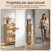 SoBuy FSR212-N, Entrance Shoe Rack - Space-saving Slim Wooden Shoe Rack, Large Capacity for Shoes up to Size 47, Modern Nordic Design, Ideal for Corridor, Entrance, Family, Wood, 60x24x95cm