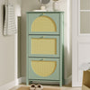 SoBuy FSR222-GR Scarpiera Salvaspazio 3 Ante Ribaltabili in Rattan (immagine 2/12)