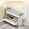 Pre-sale SoBuy FSR82-L-WG Slim space-saving shoe rack with seat Bench Entrance shoe rack Wooden container Mobile entrance shoe rack for shoes, 75x24x51cm White aged wood effect