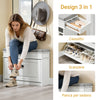 Pre-sale SoBuy FSR82-L-WG Slim space-saving shoe rack with seat Bench Entrance shoe rack Wooden container Mobile entrance shoe rack for shoes, 75x24x51cm White aged wood effect