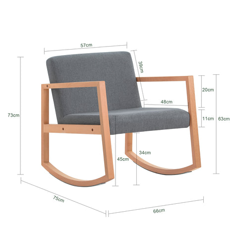 SoBuy Dvojni stol, ki je bil ležan z oblazinjenim zibalnim foteljem, zmogljivost 114kg, za notranjost, pisarno, dnevno sobo, svetlo sivo, 66 x75x73cm, FST93-HG
