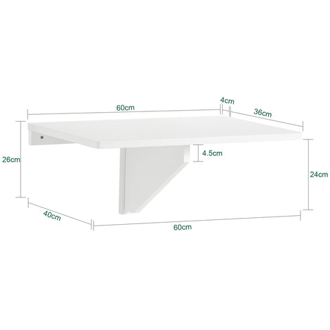 SoBuy Zložljiva miza za steno bela kuhinjska miza fwt03-w