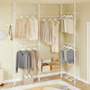 SoBuy KLS04-II-W, teleskopsko stojalo za plašče, robustno stojalo za oblačila s palicami in policami, nastavljiva odprta omara za spalnico, belo stojalo za oblačila