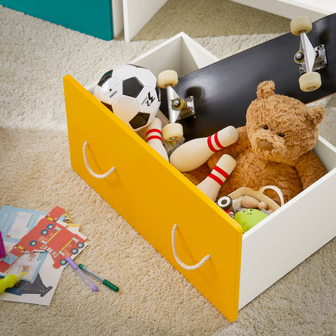 SoBuy Igre Box's Otroške igre Container Toy za otroške košare doščene bele in rumene 70x40x35cm kmb73-w