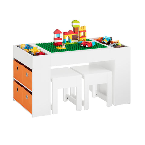 SoBuy Otroška miza z 2 stolčkom pohištva za otroško igro z mizo s stranskim prostorom 87x50x50 cm kmb75-w