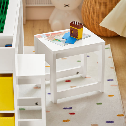 SoBuy Otroška miza z 2 stolčkom pohištva za otroško igro z mizo s stranskim prostorom 87x50x50 cm kmb75-w