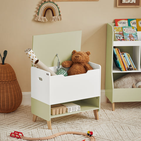 SoBuy Otroška posteljna miza za otroško pohištvo za spalnico za zeleno spalnico 60x34x56,5 cm kmb91-gr
