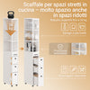 SoBuy NSR13-N Space-saving trolley with drawers and wheels, multipurpose cabinet for kitchen, bathroom and laundry room, natural 20x40x170 cm