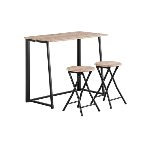 SoBuy Zložljiva miza z 2 zložljivimi stolskimi mizami prihranki v lesu in železom L90*P45*A74 cm Max zmogljivost 150 kg OG18-N