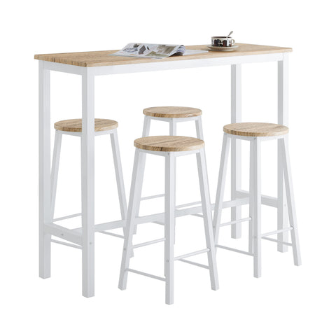 SoBuy Set 5 miza s 4 stolčki, miza za pult z bar s polotoki stolčki OGNT22 -Own Kitchen