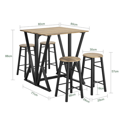SoBuy Kuhinjska miza s 4 stolčki, zložljiva miza palice L40-80cm*P80cm*A89 cm Vintage Style OGT24-N