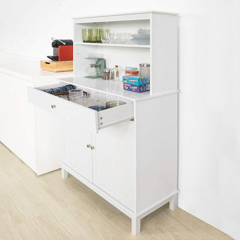 SoBuy Kuhinja kuhinjska mobilna credna z belo vitrino l90*p40*a148 cm, fsb26-w