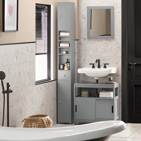 SoBuy Garderoba v kopalnici, visoka kopalniška omarica z 2 vrati in 1 višina predala: 180 cm BZR34-HG