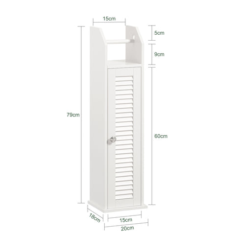 SoBuy Samopodprta vrata, kopalniška omarica, ploščata od vrat do vrat in kamnita 2 v 1, stranska omara, bela, 20x18x79cm, BZR49-W