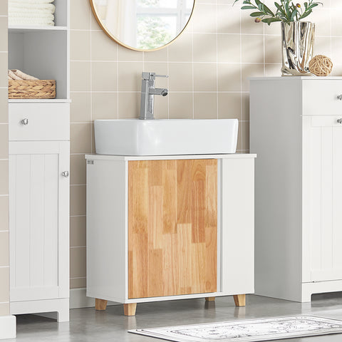 SoBuy Mobilna kopalniška pomivalna omarica pod umivalnikom z 1 belo naravno anta 60x29x60cm BZR75-W