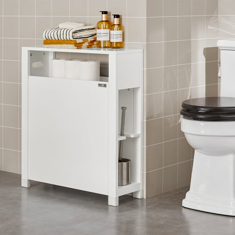 SoBuy Polica za varčevanje s prostorom z 2 odstranljivimi sivimi košarami kopalniška omara bela 20x60x70cm BZR83-W