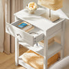 SoBuy Majhna posteljna miza majhna posteljna miza z belim kavčem s predalom FBT46-W