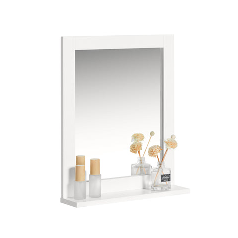 SoBuy Stensko ogledalo ogledalo bela kopalniška polica FRG129-W