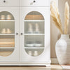 SoBuy Prepričanje s steklenimi vrati, kuhinjskim omarico, vhodni čevelj, beli bife 80x35x90cm FSB68-W