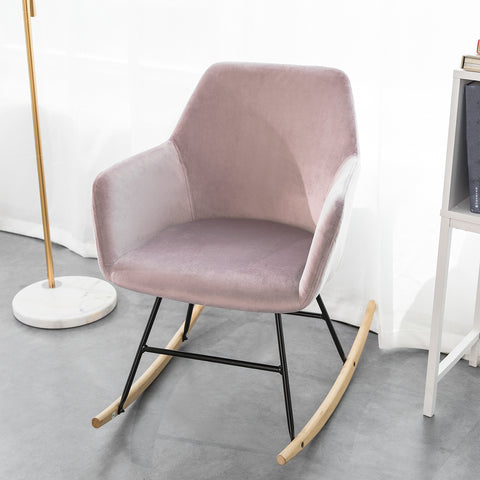 SoBuy KARGING stol stol Relaxational Sproščajoča največja obremenitev: 150 kg v žametu, železne noge in trdno bukovo leseno roza fsst68-p