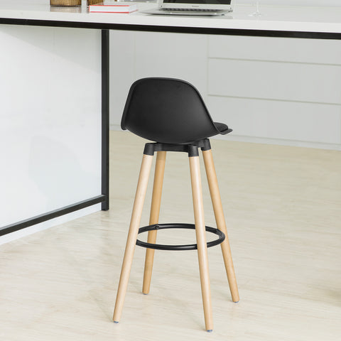 SoBuy Stolček bar stolček visoka kuhinjska kuhinja visoka višina sedeža višina: 70 cm lesene noge črna hitro 70-sč
