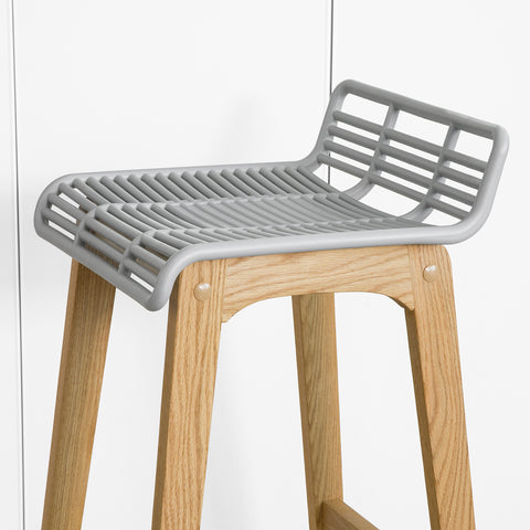 SoBuy Sodobni kuhinjski stolčki stolčki visoki bar stoli za stolski les, sivi, fst76-hg
