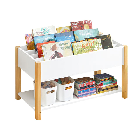 SoBuy Otroška knjigarna za otroke z otroškimi primerjavami za shranjevanje podružnice za otroke, ki leži za knjige za igrače bela 85x42x45m kmb35-w