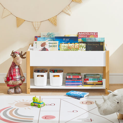SoBuy Otroška knjigarna za otroke z otroškimi primerjavami za shranjevanje podružnice za otroke, ki leži za knjige za igrače bela 85x42x45m kmb35-w