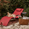 SoBuy Vrtna postelja stola v železnem prahu in teslinske tkanine, rdeča, OGS38-R