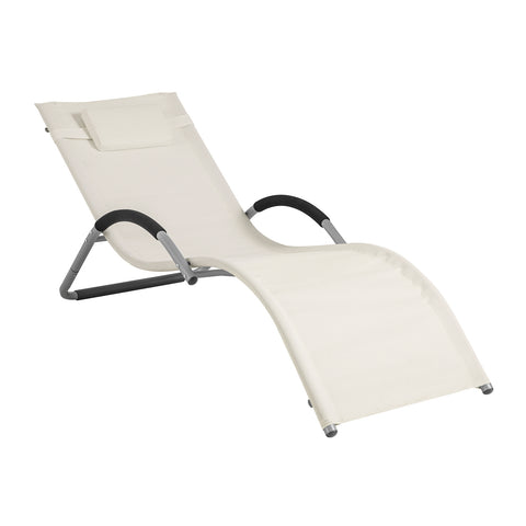 SoBuy Vrtna postelja stola v železnem prahu in teslinske tkanine, bela, OGS38-W