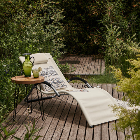 SoBuy Vrtna postelja stola v železnem prahu in teslinske tkanine, bela, OGS38-W