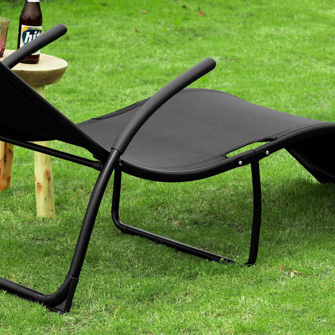 SoBuy Garden Deckchair zložljive postelje Odstranljivi nasloni za glavo 173x54x69cm črna zmogljivost 150 kg OGS45-SH