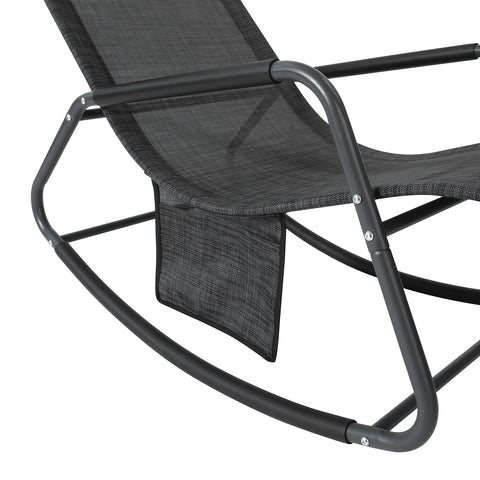 SoBuy Vrtni zibanje fotelja z zunanjim stolčkom za zibanje s stranskim žepom do 150 kg temno sivega OGS47-MS