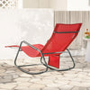 SoBuy Vrtni zibanje fotelja z zunanjim stolčkom za zibanje s stranskim žepom do 150 kg rdečega OGS47-R