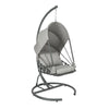 SoBuy Luxe suspendiran fotelj z okvirjem+mehki sedežni blazini+oblazinjena naslonjala, obešeni košarici, za notranjost in na prostem, vrtna košara za zibanje, siva, OGS57-HG
