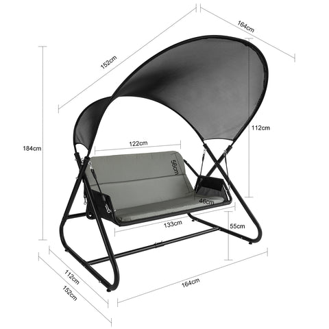 Sobuy zibalni stol vrtni stolček zamah za zibanje vrtne klopi s sivo nosilnostjo za zavese 300 kg OGS58-HG