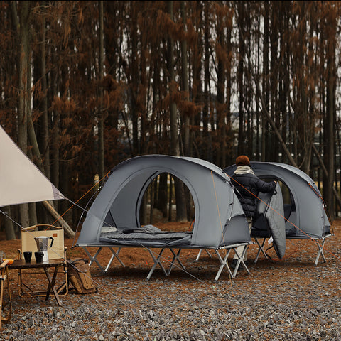 Šotor za kampiranje Sobuy, zložljivo aluminijasto kampiranje posteljice, potovanje s kampiranjem s streho, spalno vrečo, največje obremenitve 150 kg OGS60-HG