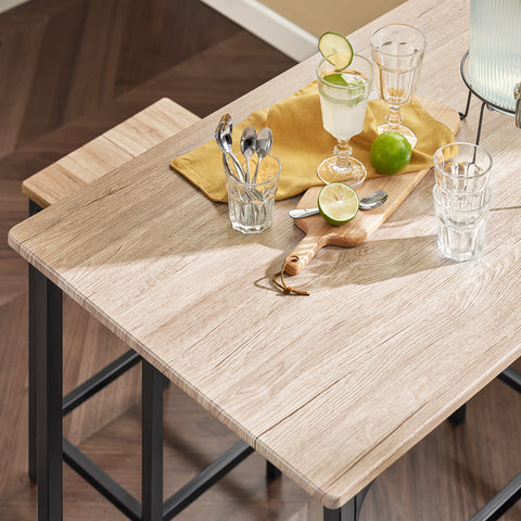 SoBuy Tabela in stoli z visoko mizo lesena miza s 4 blato OGNT11-N